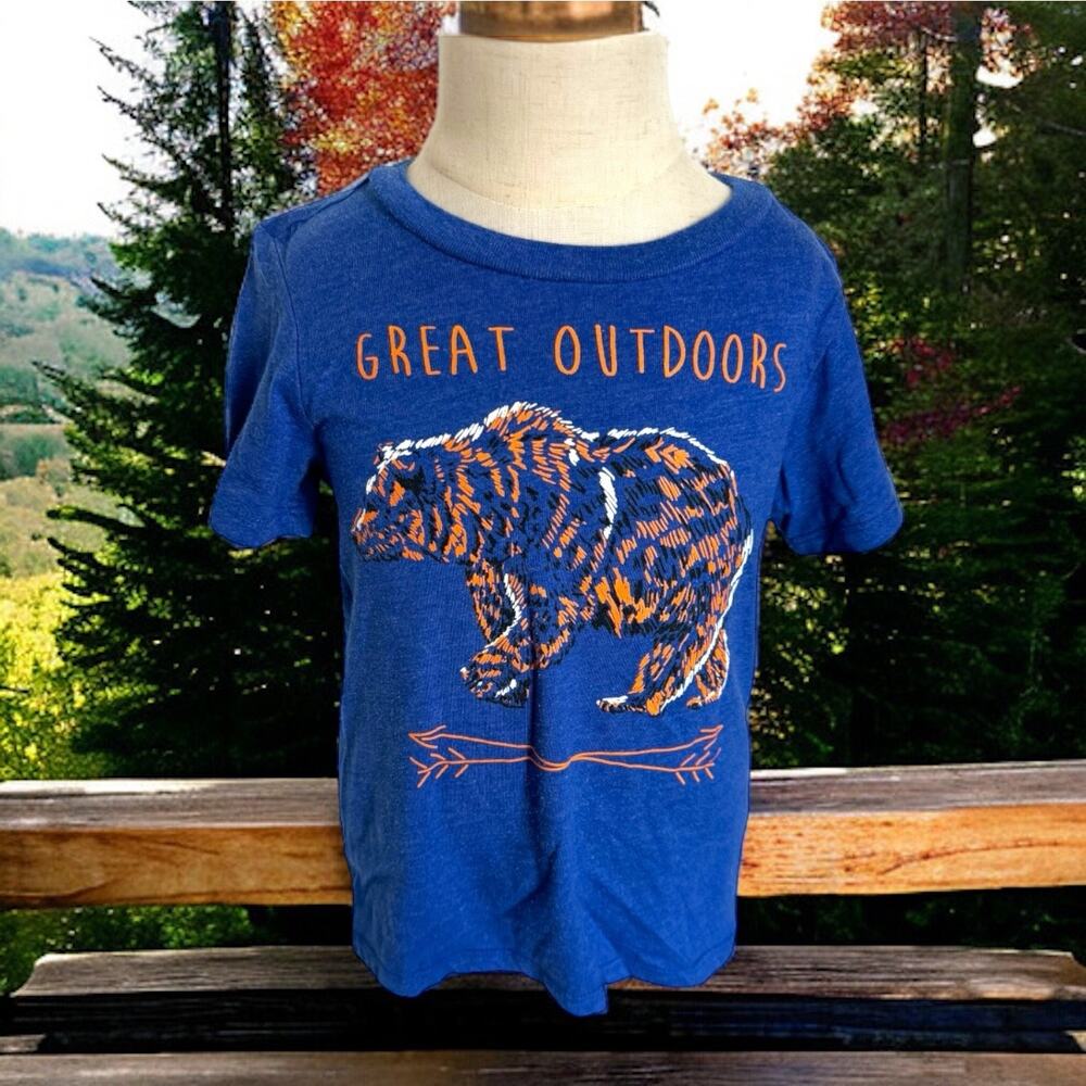 5/$35  ‎  Epic Threads Boys Tee Size 4T Great Outdoors Bear Blue Orange Heather